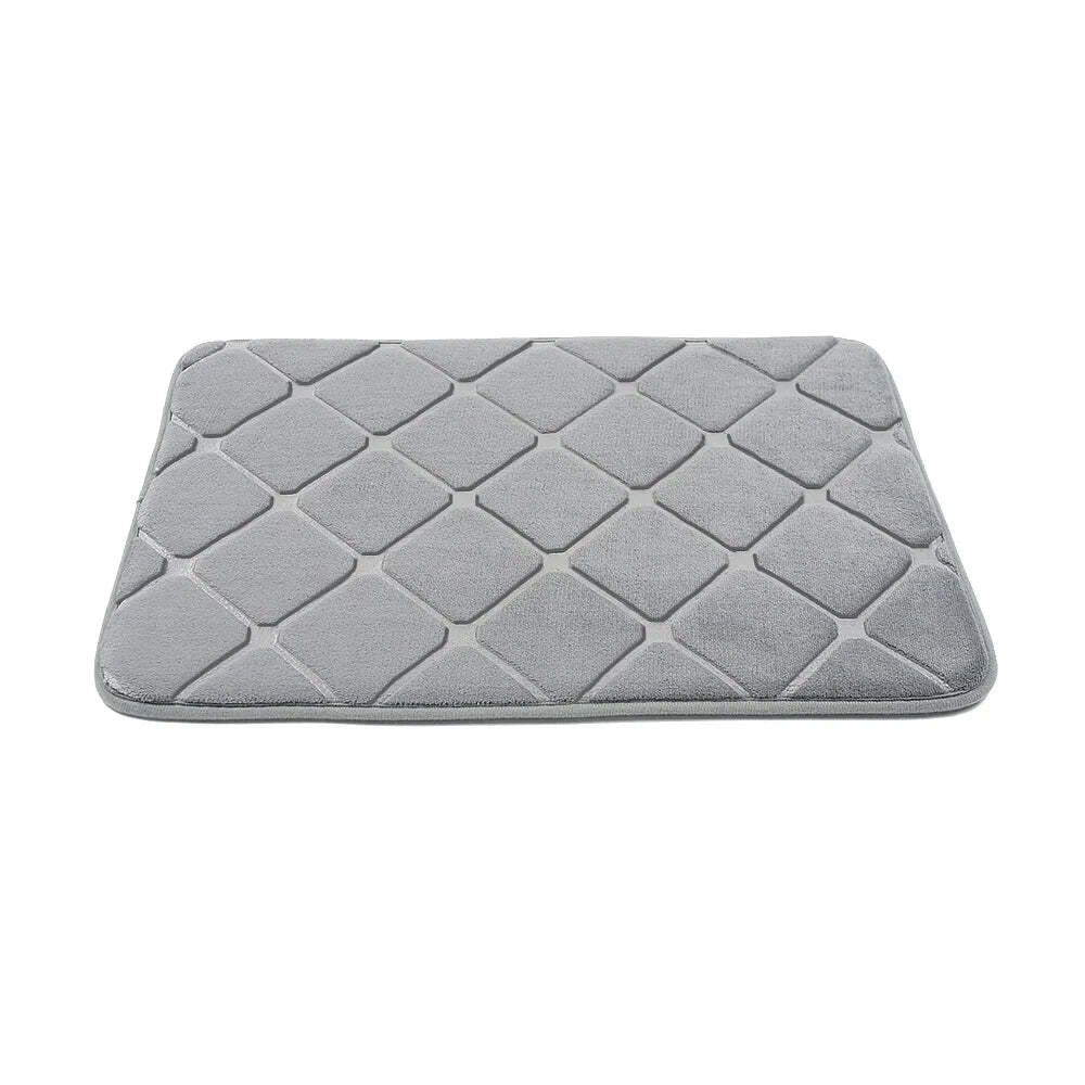 Cobblestone embossed memory foam bath mat with anti-slip backing