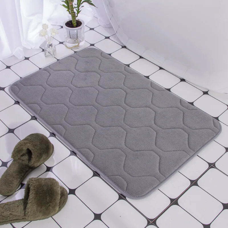 Cobblestone embossed memory foam bath mat with anti-slip backing