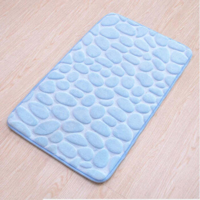 Cobblestone embossed memory foam bath mat with anti-slip backing