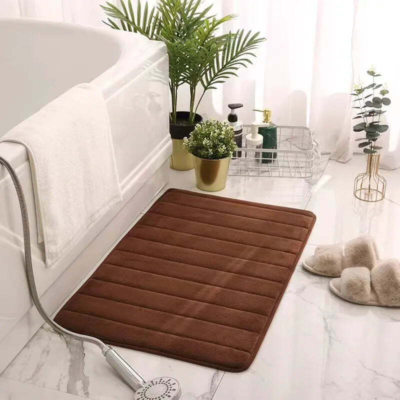 Cobblestone embossed memory foam bath mat with anti-slip backing