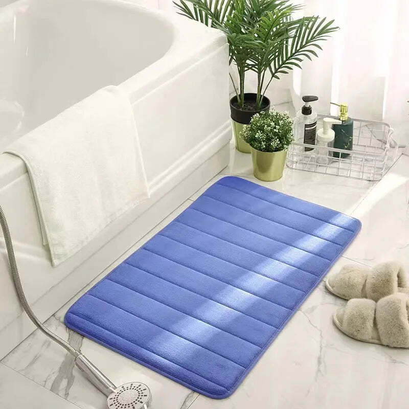 Cobblestone embossed memory foam bath mat with anti-slip backing