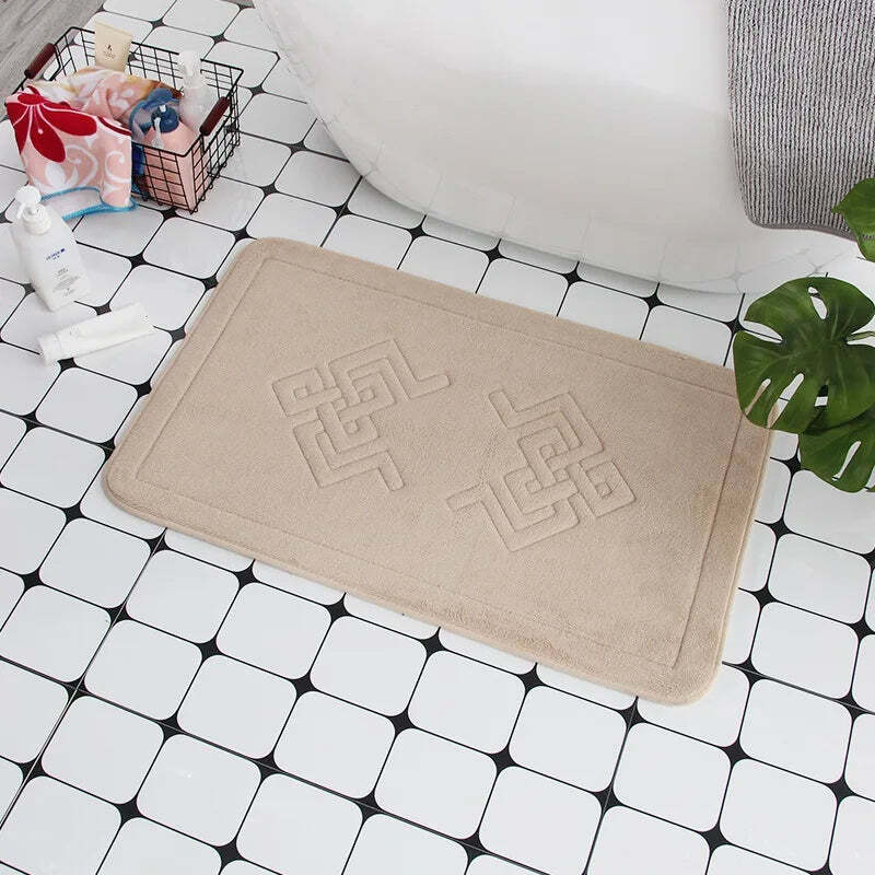 Cobblestone embossed non-slip bath mat with memory foam comfort