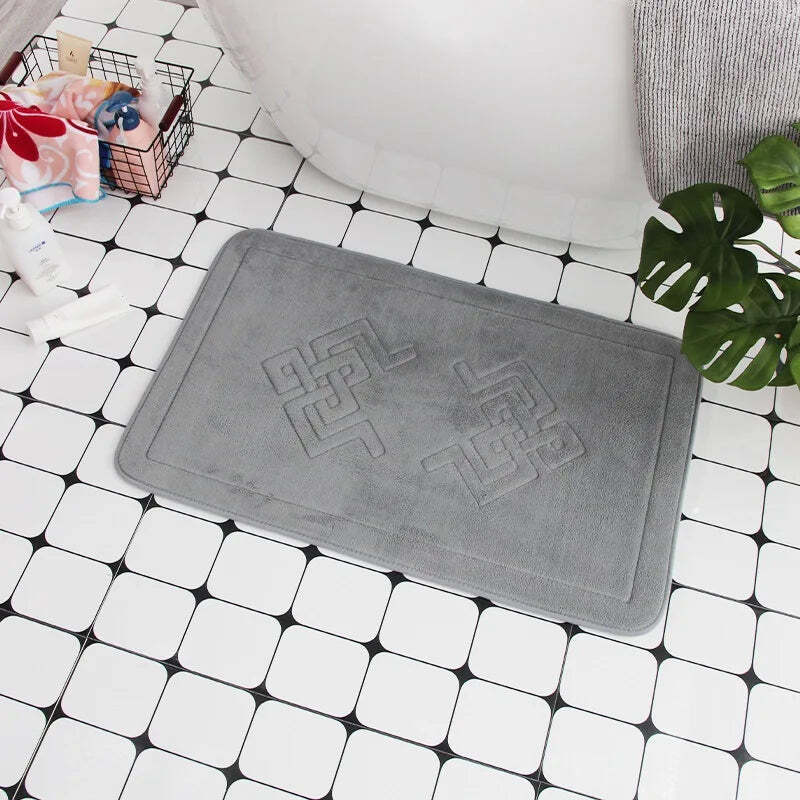 Cobblestone embossed non-slip bath mat with memory foam comfort