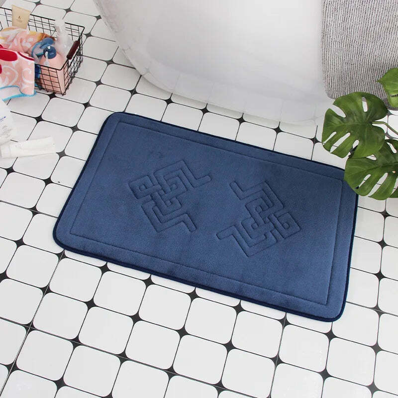 Cobblestone embossed non-slip bath mat with memory foam comfort