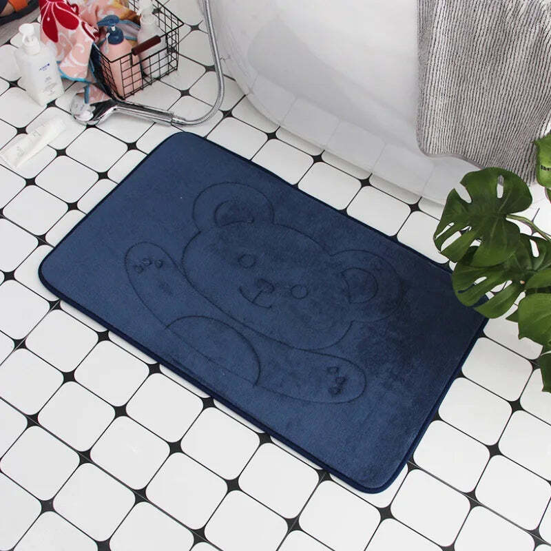 Cobblestone embossed non-slip bath mat with memory foam comfort