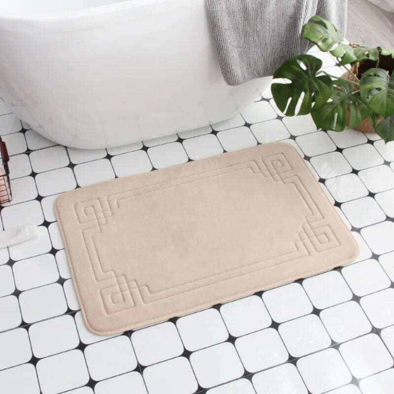 Cobblestone embossed non-slip bath mat with memory foam comfort