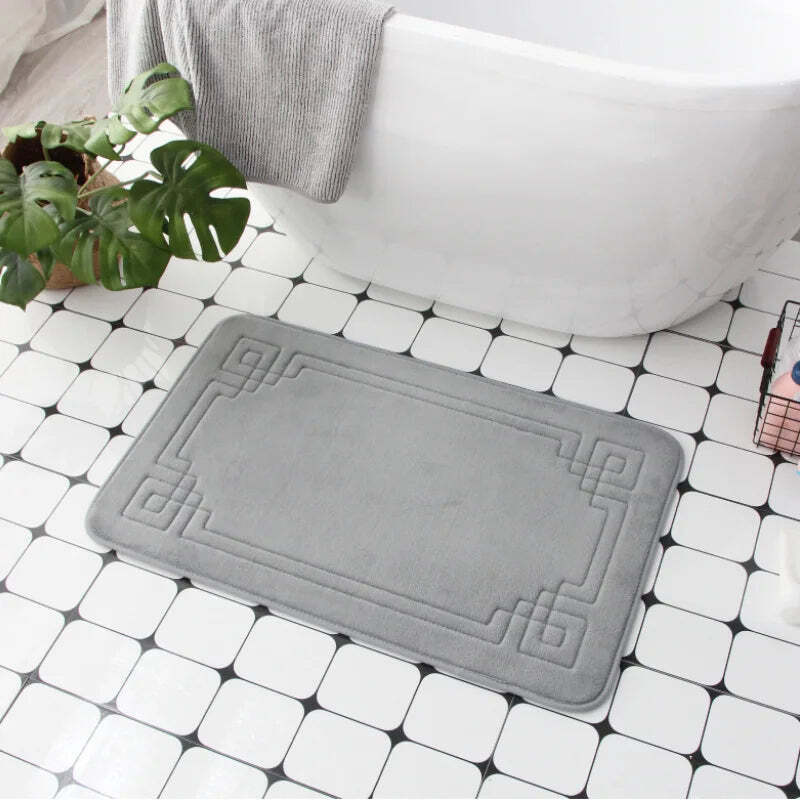 Cobblestone embossed non-slip bath mat with memory foam comfort