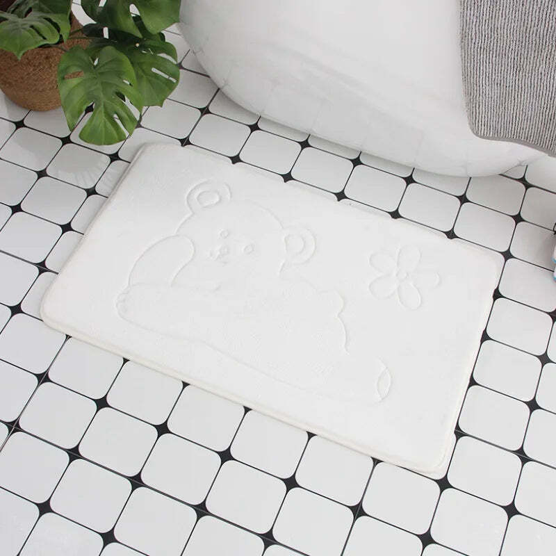 Cobblestone embossed non-slip bath mat with memory foam comfort