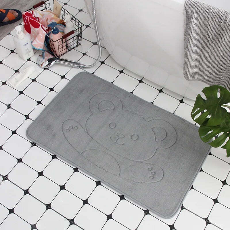 Cobblestone embossed non-slip bath mat with memory foam comfort