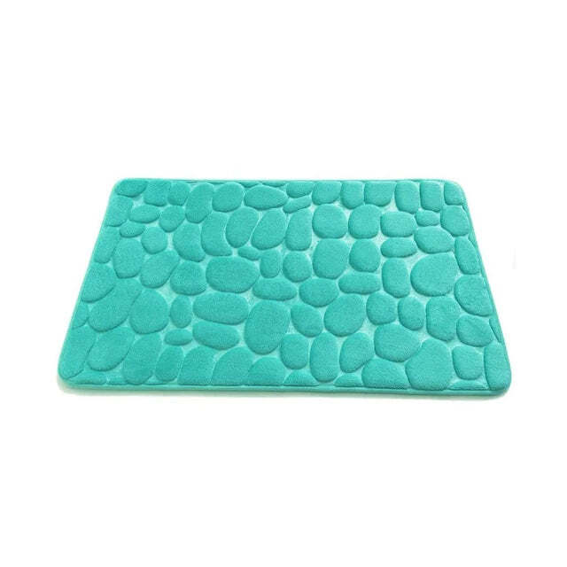 Cobblestone embossed non-slip bath mat with memory foam comfort