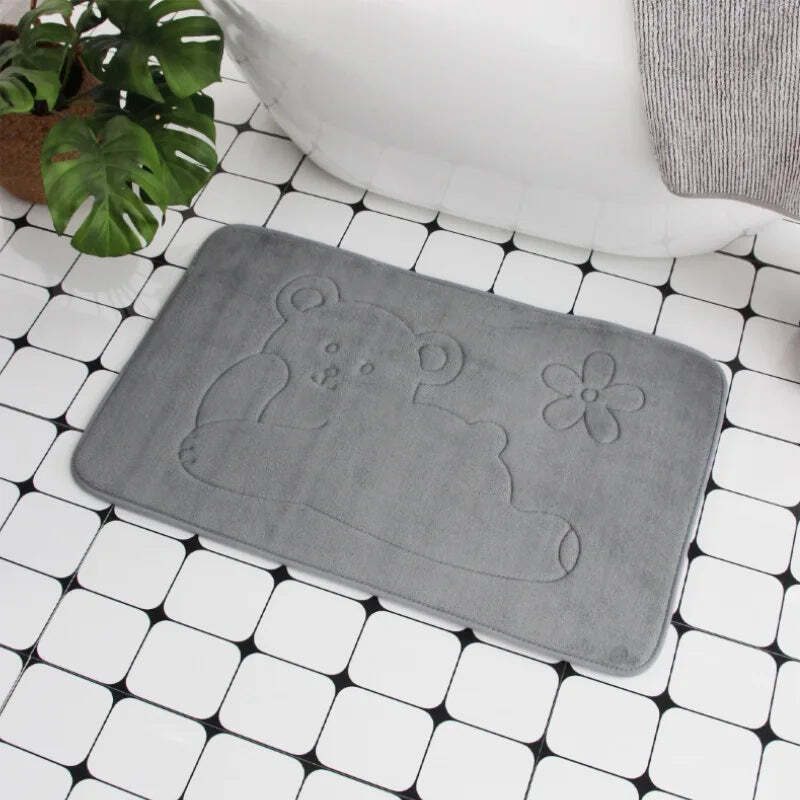 Cobblestone embossed non-slip bath mat with memory foam comfort