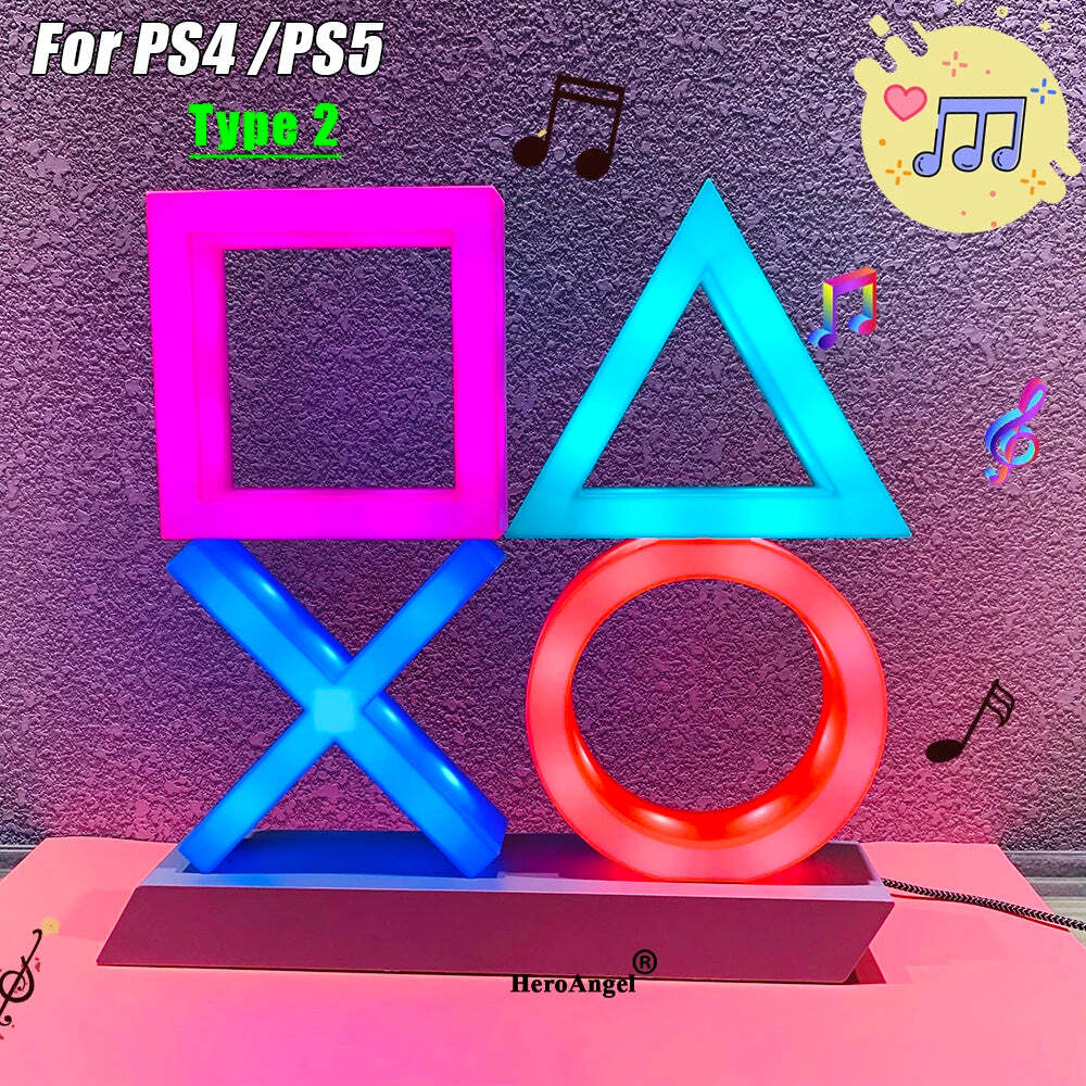 Colorful LED game icon lamp with voice control for PS4 and PS5