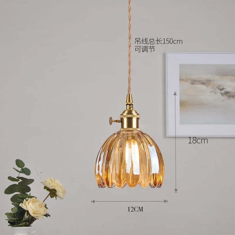 Copper glass amber floral pendant chandelier for modern interiors