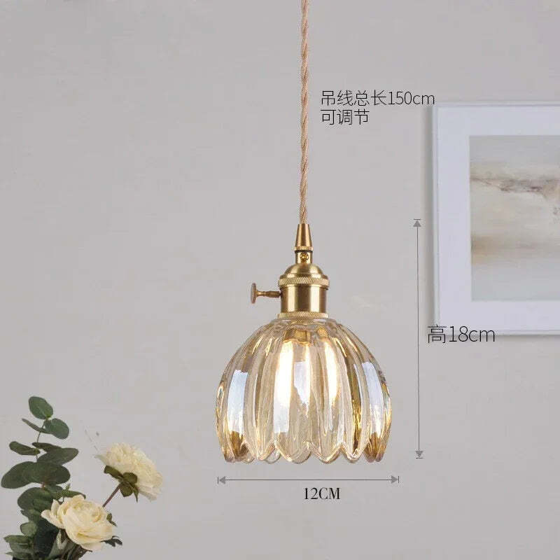 Copper glass amber floral pendant chandelier for modern interiors