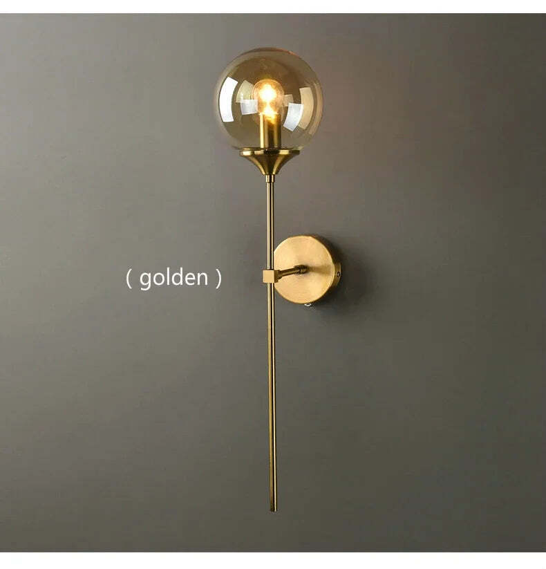 Creative golden glass wall lamp for modern home decor