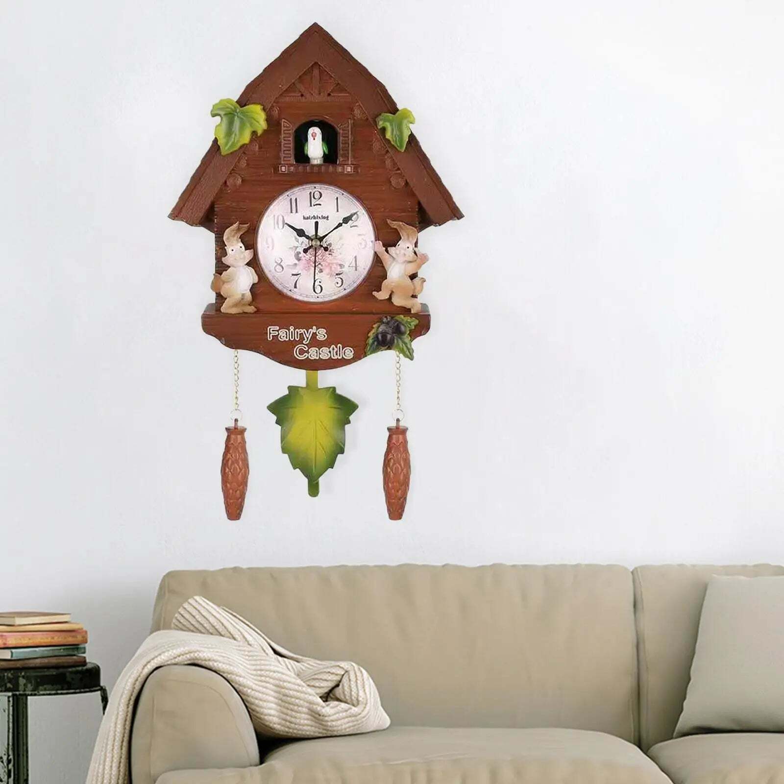 Cuckoo wall clock with pendulum for kids' room and indoor decoration