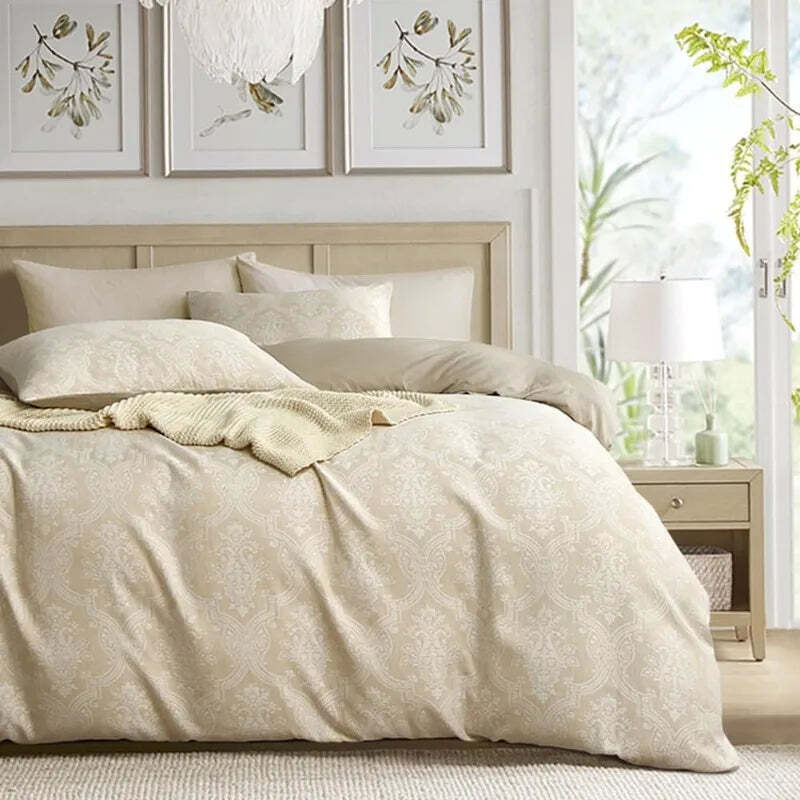 Floral cotton duvet cover set with hidden zipper and pillowcases