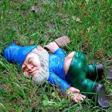 Funny drunken garden gnome statue for quirky home decor