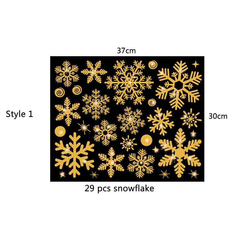 Glitter snowflake electrostatic wall stickers for festive decor