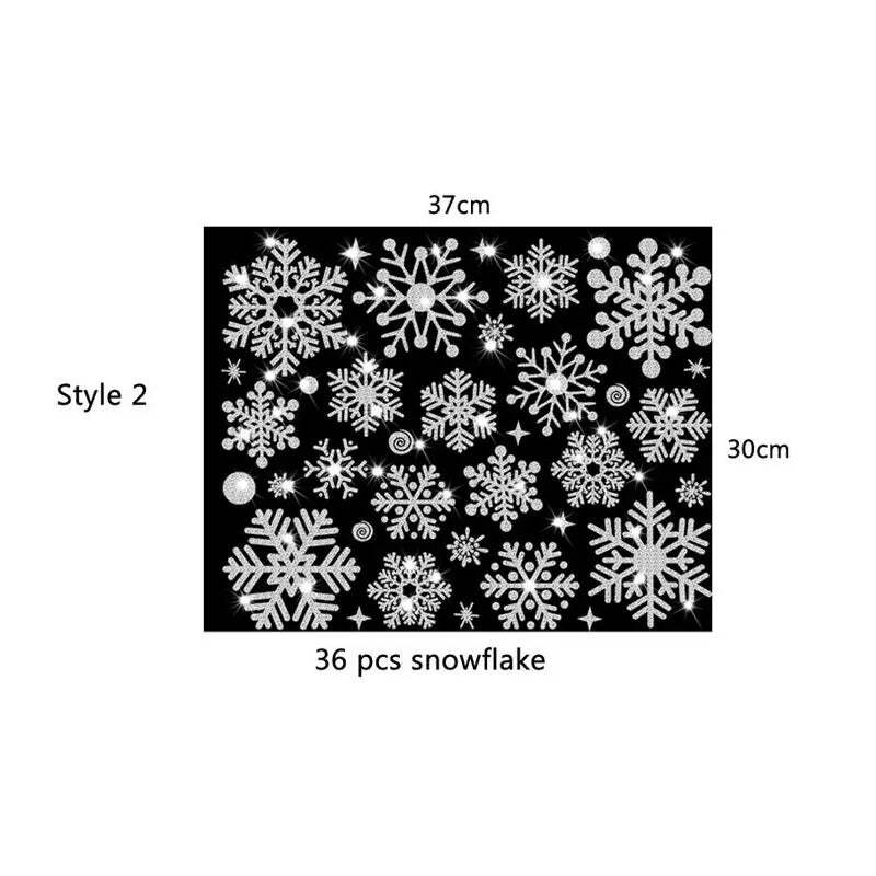 Glitter snowflake electrostatic wall stickers for festive decor