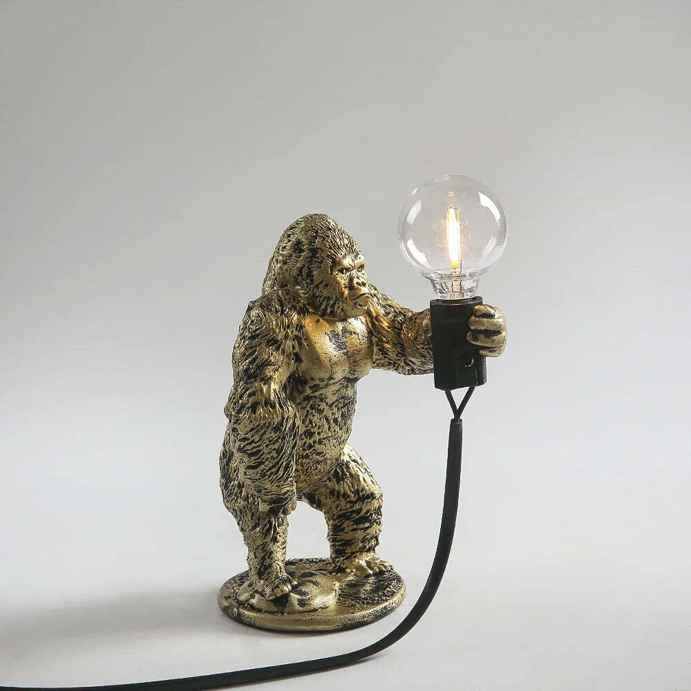 Gorilla table lamp - Cute resin animal design with LED lights for home decor