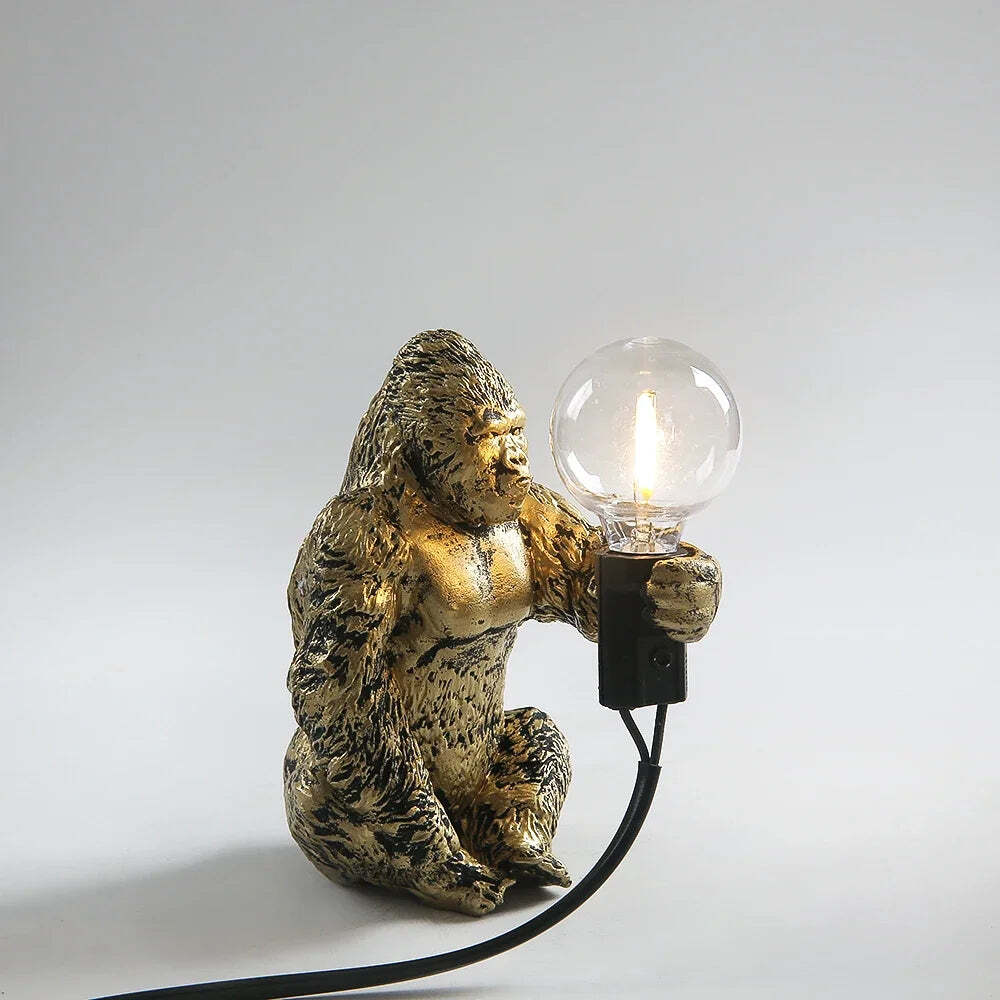 Gorilla table lamp - Cute resin animal design with LED lights for home decor