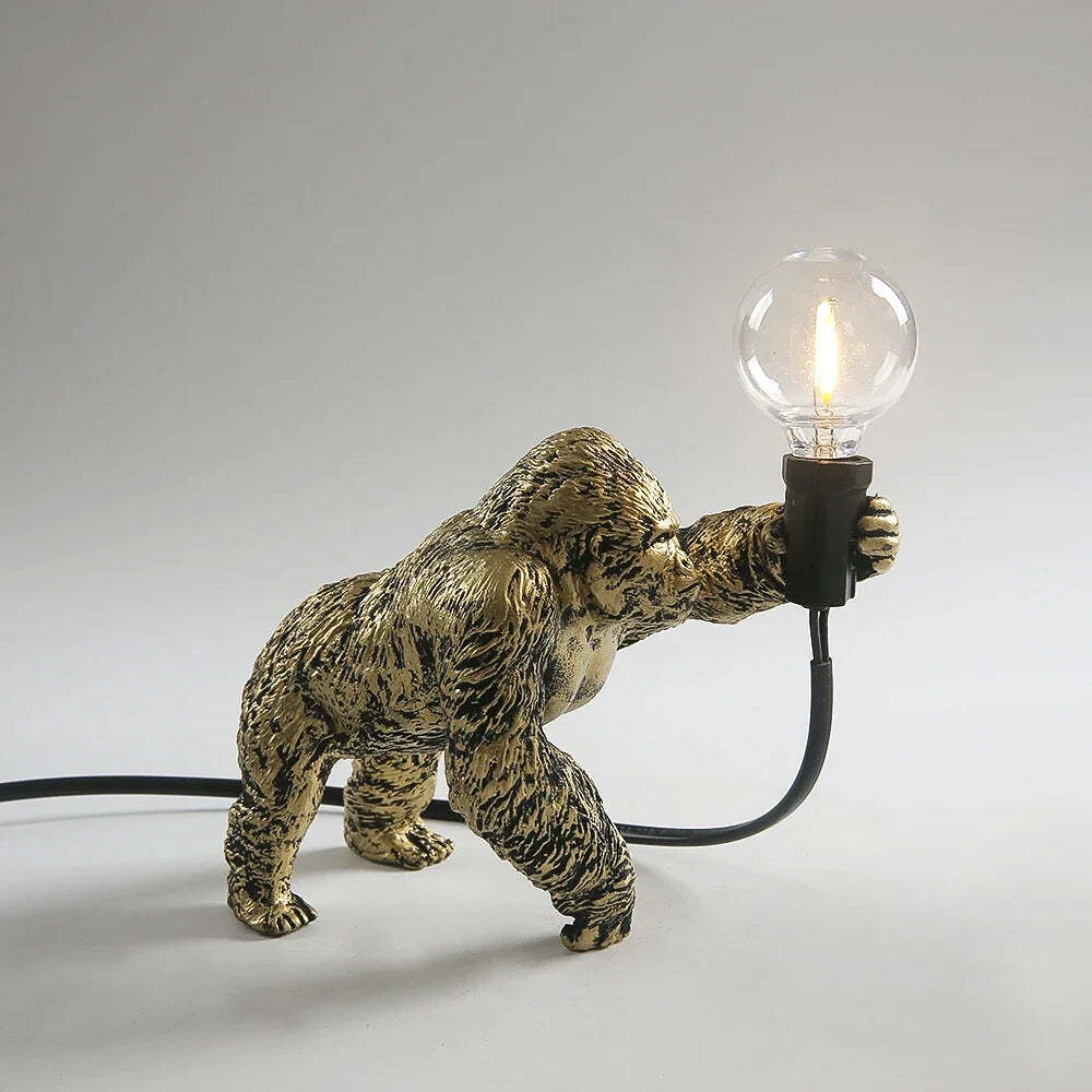 Gorilla table lamp - Cute resin animal design with LED lights for home decor