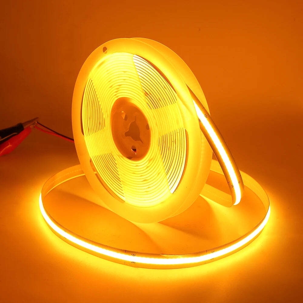 High-density COB strip LED light with 320 LEDs per meter in versatile colors