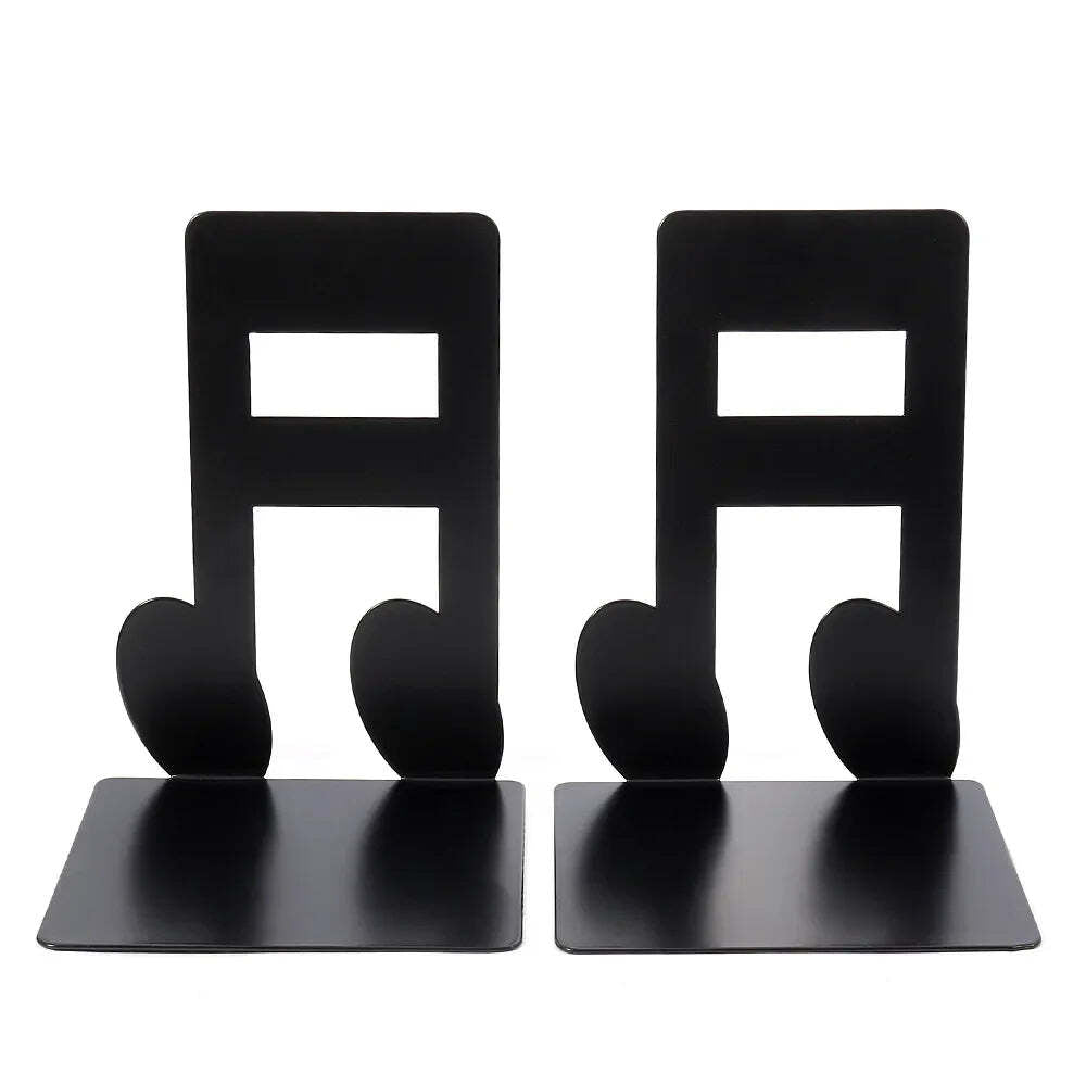 Hollow out black metal bookends for home and office desk support