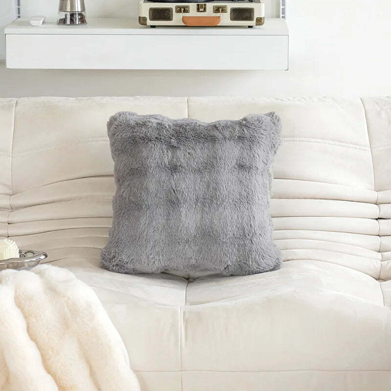 Imitation fur plush throw pillow for cozy comfort and decor