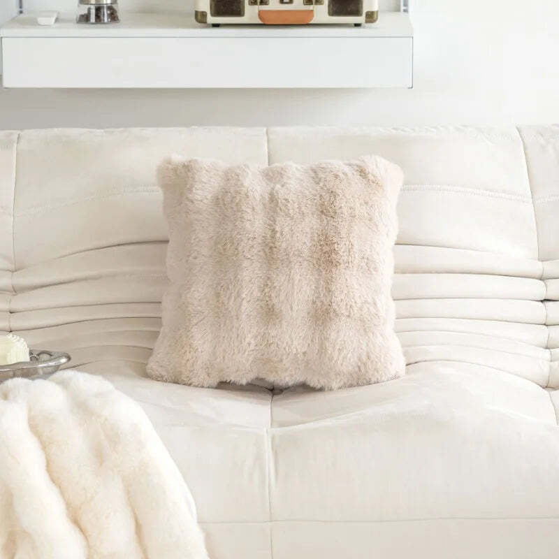 Imitation fur plush throw pillow for cozy comfort and decor