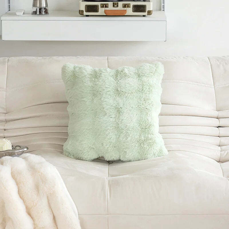 Imitation fur plush throw pillow for cozy comfort and decor