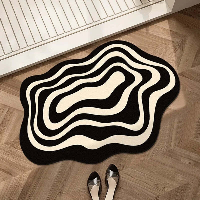 Irregular super absorbent bathroom mat with non-slip diatom mud for fast drying