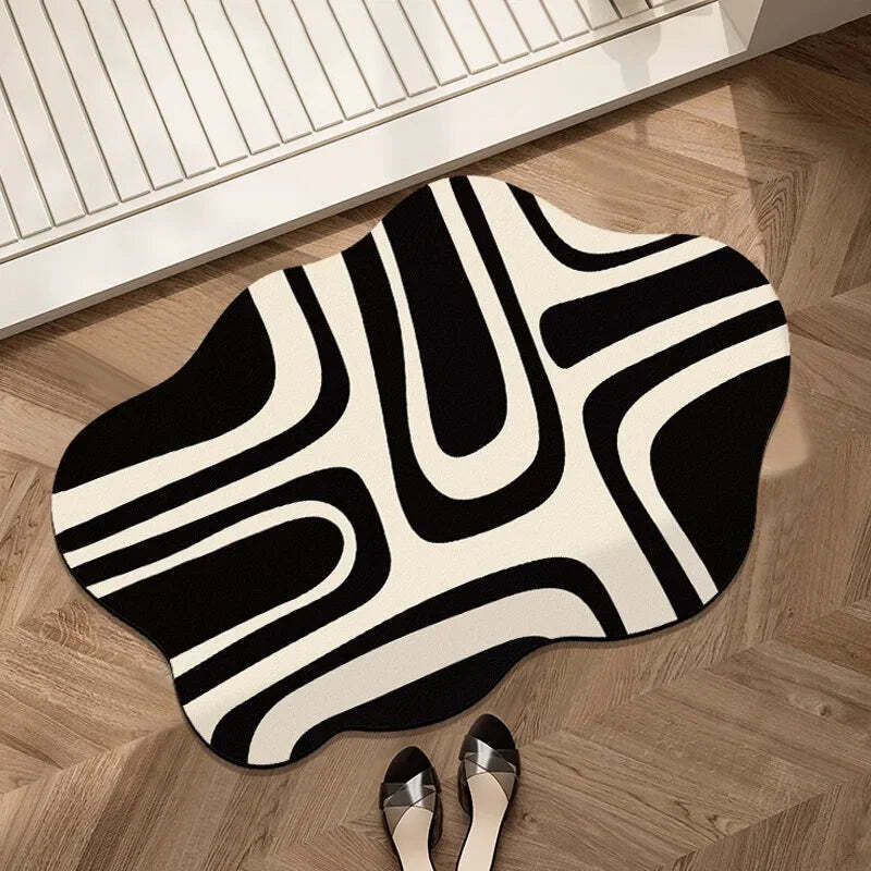 Irregular super absorbent bathroom mat with non-slip diatom mud for fast drying