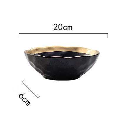 KuBac ceramic beef platter for stylish household dining with gold edge