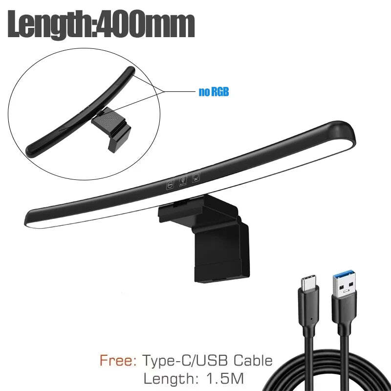 LED computer monitor light bar with stepless dimming and RGB effect for gaming and work ambiance