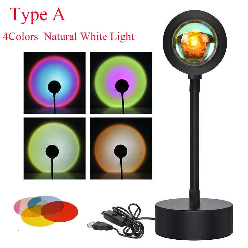 LED sunset projection lamp with remote control for colorful ambiance and photography