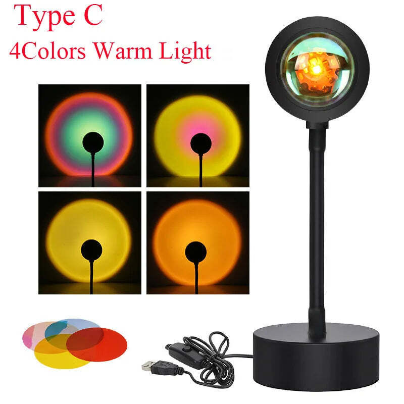 LED sunset projection lamp with remote control for colorful ambiance and photography