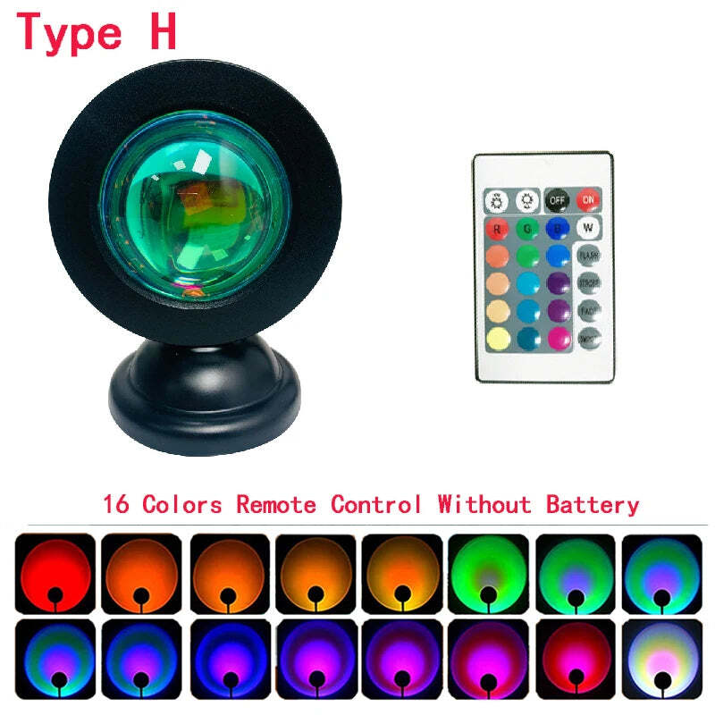 LED sunset projection lamp with remote control for colorful ambiance and photography