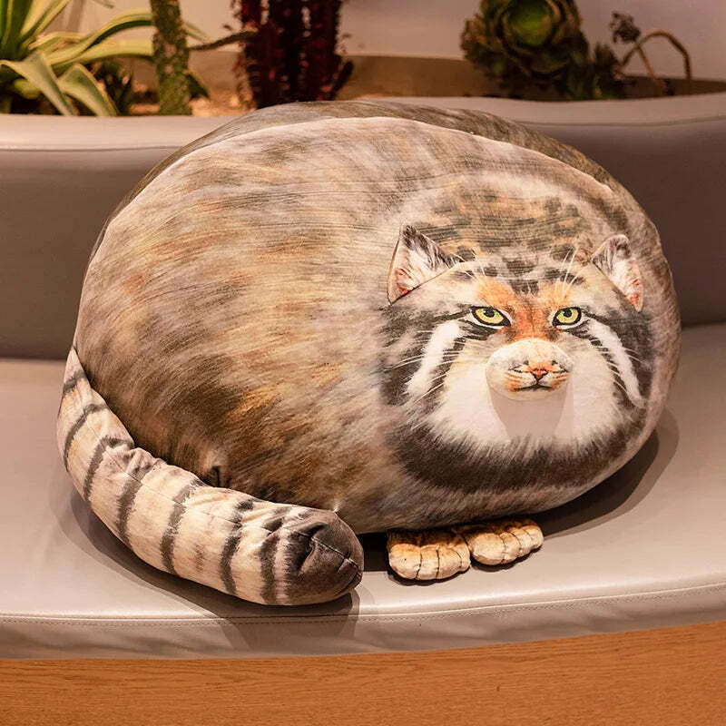 Lifelike Pallas's cat plush pillow for home decor and gifts