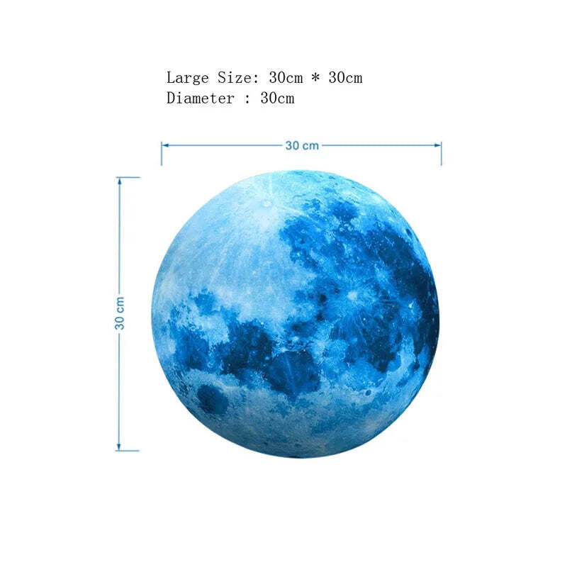 Luminous 3D moon wall stickers for kids' rooms and home decor