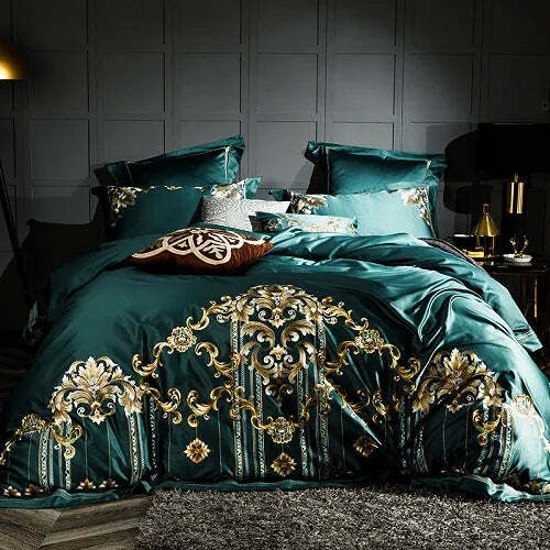 Luxury 1000TC Egyptian cotton duvet cover set with elegant embroidery