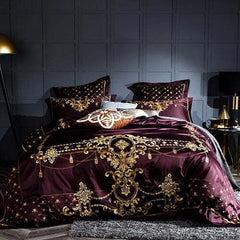 Luxury 1000TC Egyptian cotton duvet cover set with elegant embroidery