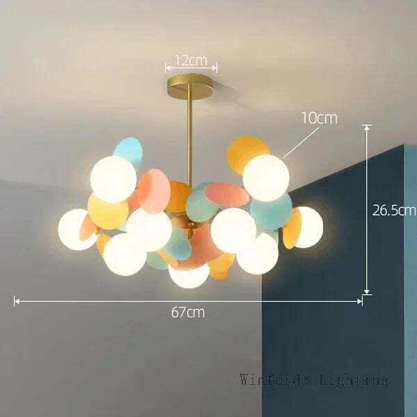 Modern colorful flower branch chandelier for children's rooms