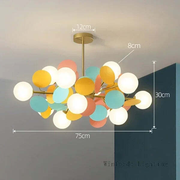 Modern colorful flower branch chandelier for children's rooms