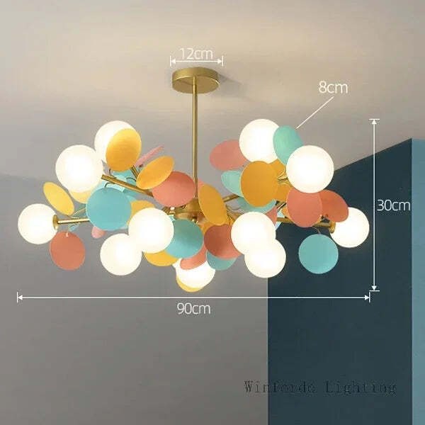 Modern colorful flower branch chandelier for children's rooms