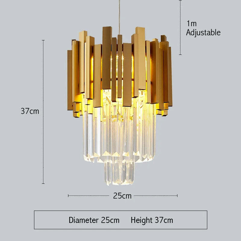 Modern crystal gold chandelier lighting for living room and kitchen decor