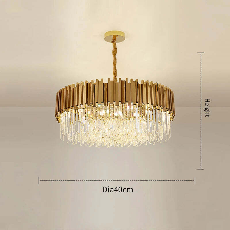 Modern crystal gold chandelier lighting for living room and kitchen decor