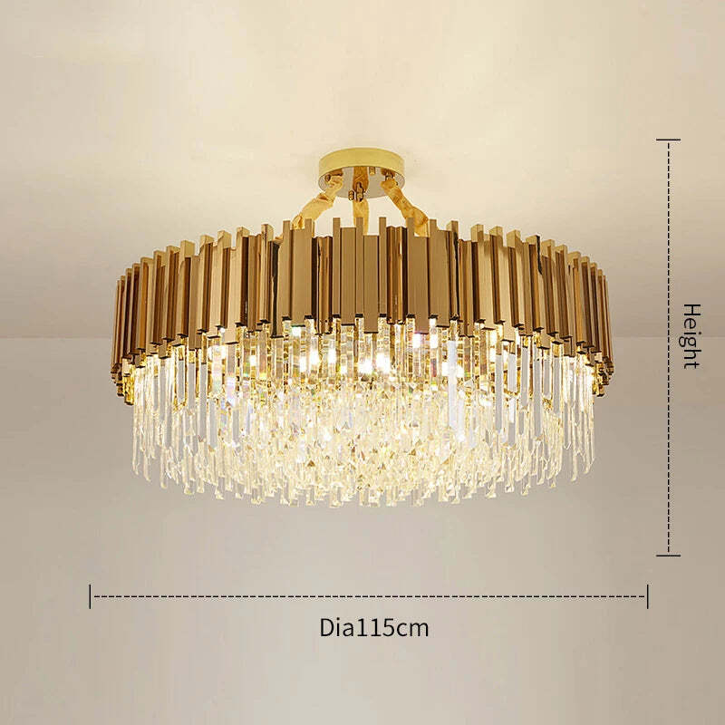 Modern crystal gold chandelier lighting for living room and kitchen decor