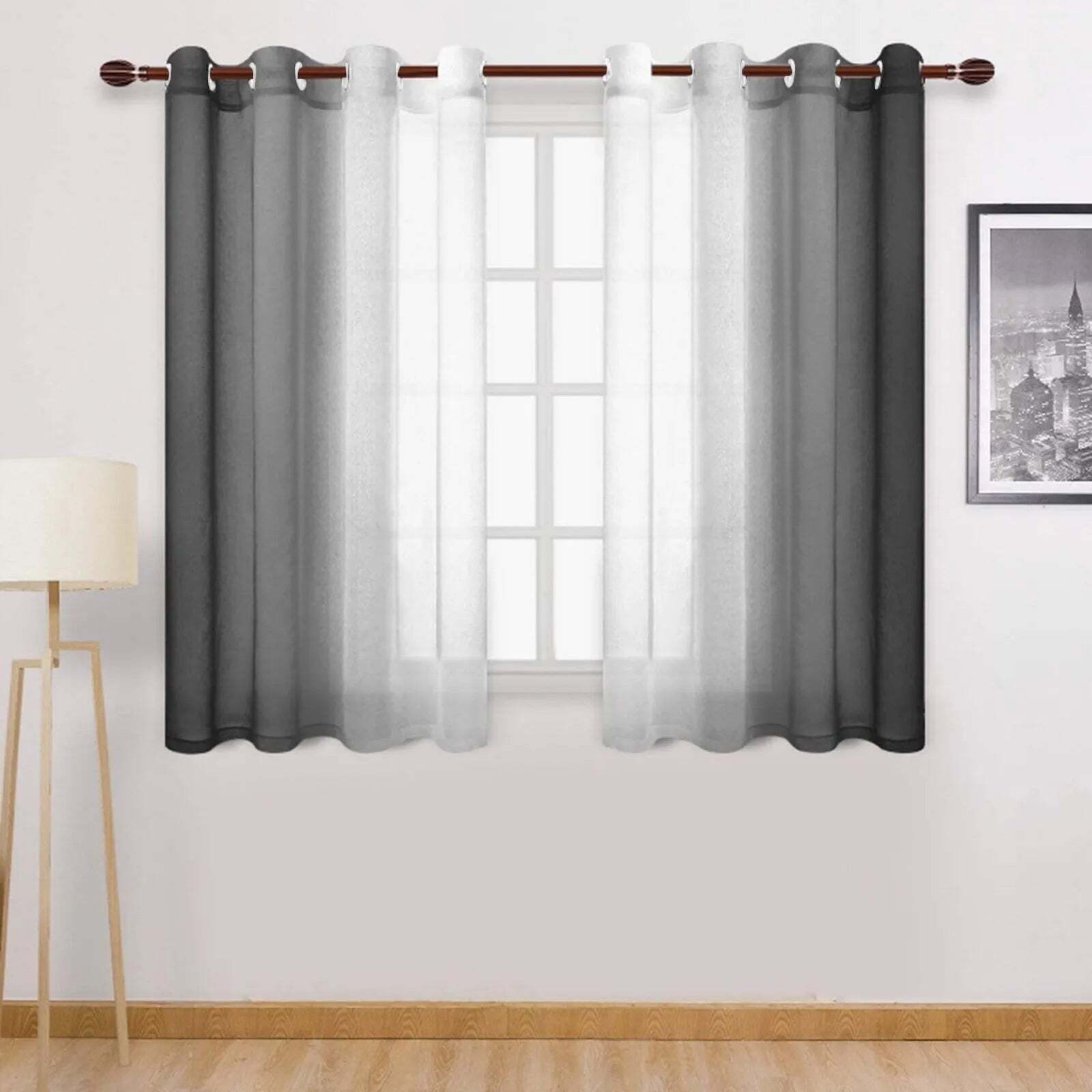 Modern gradient color sheer curtains for elegant living spaces